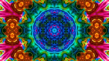 Soyut boya fırça mürekkep patlayabilir formanın düzgün kavramı simetrik desen süs dekoratif Kaleidoscope hareketi geometrik daire ve yıldız şekli