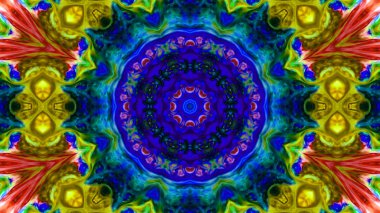 Soyut boya fırça mürekkep patlayabilir formanın düzgün kavramı simetrik desen süs dekoratif Kaleidoscope hareketi geometrik daire ve yıldız şekli