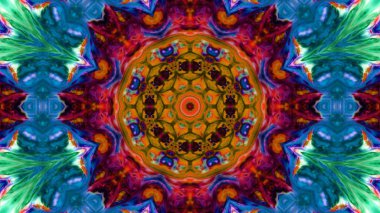 Soyut boya fırça mürekkep patlayabilir formanın düzgün kavramı simetrik desen süs dekoratif Kaleidoscope hareketi geometrik daire ve yıldız şekli