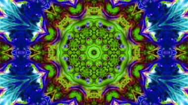 Soyut boya fırça mürekkep patlayabilir formanın düzgün kavramı simetrik desen süs dekoratif Kaleidoscope hareketi geometrik daire ve yıldız şekli