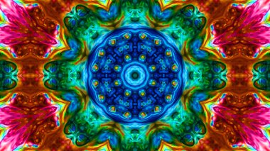 Soyut boya fırça mürekkep patlayabilir formanın düzgün kavramı simetrik desen süs dekoratif Kaleidoscope hareketi geometrik daire ve yıldız şekli