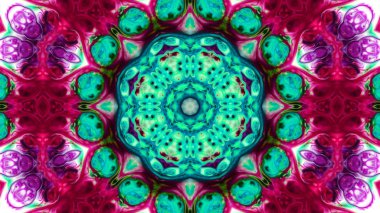 Soyut boya fırça mürekkep patlayabilir formanın düzgün kavramı simetrik desen süs dekoratif Kaleidoscope hareketi geometrik daire ve yıldız şekli