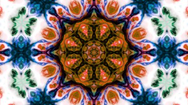 Soyut boya fırça mürekkep patlayabilir formanın düzgün kavramı simetrik desen süs dekoratif Kaleidoscope hareketi geometrik daire ve yıldız şekli