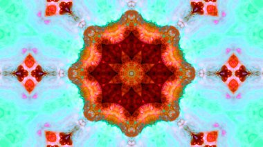 Soyut boya fırça mürekkep patlayabilir formanın düzgün kavramı simetrik desen süs dekoratif Kaleidoscope hareketi geometrik daire ve yıldız şekli