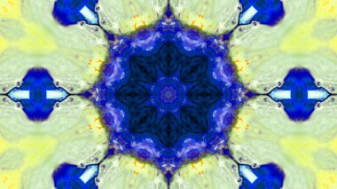 Soyut boya fırça mürekkep patlayabilir formanın düzgün kavramı simetrik desen süs dekoratif Kaleidoscope hareketi geometrik daire ve yıldız şekli