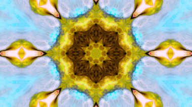 Soyut boya fırça mürekkep patlayabilir formanın düzgün kavramı simetrik desen süs dekoratif Kaleidoscope hareketi geometrik daire ve yıldız şekli