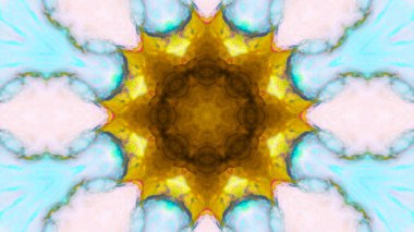 Soyut boya fırça mürekkep patlayabilir formanın düzgün kavramı simetrik desen süs dekoratif Kaleidoscope hareketi geometrik daire ve yıldız şekli