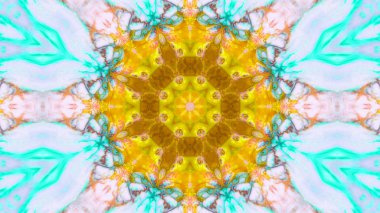 Soyut boya fırça mürekkep patlayabilir formanın düzgün kavramı simetrik desen süs dekoratif Kaleidoscope hareketi geometrik daire ve yıldız şekli