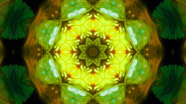 Soyut boya fırça mürekkep patlayabilir formanın düzgün kavramı simetrik desen süs dekoratif Kaleidoscope hareketi geometrik daire ve yıldız şekli