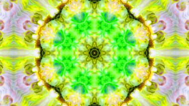 Soyut boya fırça mürekkep patlayabilir formanın düzgün kavramı simetrik desen süs dekoratif Kaleidoscope hareketi geometrik daire ve yıldız şekli