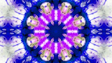 Soyut boya fırça mürekkep patlayabilir formanın düzgün kavramı simetrik desen süs dekoratif Kaleidoscope hareketi geometrik daire ve yıldız şekli