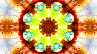 Soyut boya fırça mürekkep patlayabilir formanın düzgün kavramı simetrik desen süs dekoratif Kaleidoscope hareketi geometrik daire ve yıldız şekli