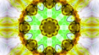 Soyut boya fırça mürekkep patlayabilir formanın düzgün kavramı simetrik desen süs dekoratif Kaleidoscope hareketi geometrik daire ve yıldız şekli