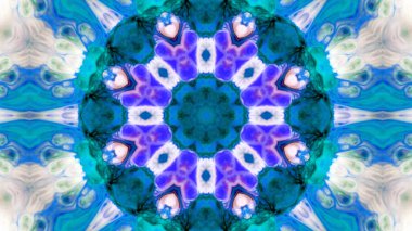 Soyut boya fırça mürekkep patlayabilir formanın düzgün kavramı simetrik desen süs dekoratif Kaleidoscope hareketi geometrik daire ve yıldız şekli