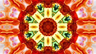 Soyut boya fırça mürekkep patlayabilir formanın düzgün kavramı simetrik desen süs dekoratif Kaleidoscope hareketi geometrik daire ve yıldız şekli