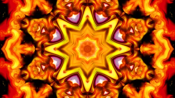 Soyut boya fırça mürekkep patlayabilir formanın düzgün kavramı simetrik desen süs dekoratif Kaleidoscope hareketi geometrik daire ve yıldız şekli