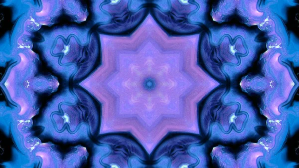 Soyut boya fırça mürekkep patlayabilir formanın düzgün kavramı simetrik desen süs dekoratif Kaleidoscope hareketi geometrik daire ve yıldız şekli