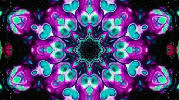 Soyut boya fırça mürekkep patlayabilir formanın düzgün kavramı simetrik desen süs dekoratif Kaleidoscope hareketi geometrik daire ve yıldız şekli