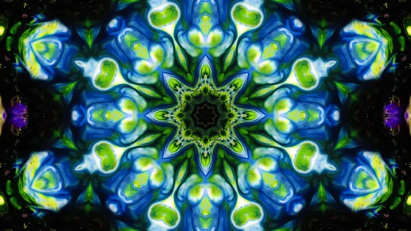 Soyut boya fırça mürekkep patlayabilir formanın düzgün kavramı simetrik desen süs dekoratif Kaleidoscope hareketi geometrik daire ve yıldız şekli