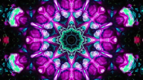 Soyut boya fırça mürekkep patlayabilir formanın düzgün kavramı simetrik desen süs dekoratif Kaleidoscope hareketi geometrik daire ve yıldız şekli