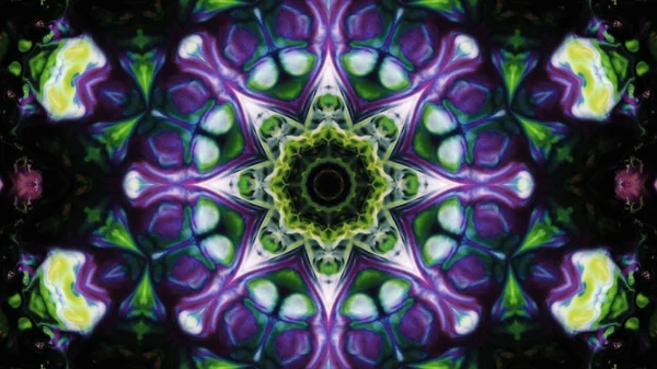 Soyut boya fırça mürekkep patlayabilir formanın düzgün kavramı simetrik desen süs dekoratif Kaleidoscope hareketi geometrik daire ve yıldız şekli