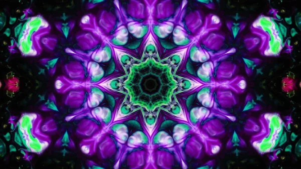 Soyut boya fırça mürekkep patlayabilir formanın düzgün kavramı simetrik desen süs dekoratif Kaleidoscope hareketi geometrik daire ve yıldız şekli