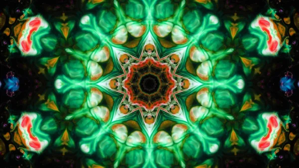 Soyut boya fırça mürekkep patlayabilir formanın düzgün kavramı simetrik desen süs dekoratif Kaleidoscope hareketi geometrik daire ve yıldız şekli