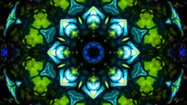 Soyut boya fırça mürekkep patlayabilir formanın düzgün kavramı simetrik desen süs dekoratif Kaleidoscope hareketi geometrik daire ve yıldız şekli