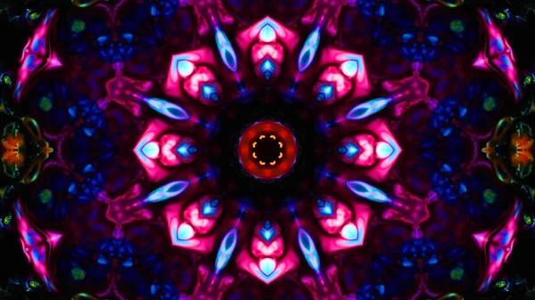 Soyut boya fırça mürekkep patlayabilir formanın düzgün kavramı simetrik desen süs dekoratif Kaleidoscope hareketi geometrik daire ve yıldız şekli