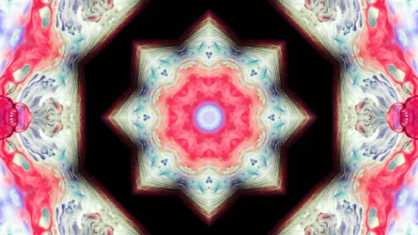 Soyut boya fırça mürekkep patlayabilir formanın düzgün kavramı simetrik desen süs dekoratif Kaleidoscope hareketi geometrik daire ve yıldız şekli