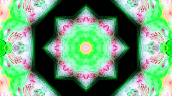 Soyut boya fırça mürekkep patlayabilir formanın düzgün kavramı simetrik desen süs dekoratif Kaleidoscope hareketi geometrik daire ve yıldız şekli