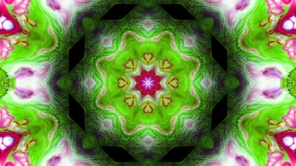 Soyut boya fırça mürekkep patlayabilir formanın düzgün kavramı simetrik desen süs dekoratif Kaleidoscope hareketi geometrik daire ve yıldız şekli