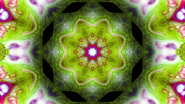 Soyut boya fırça mürekkep patlayabilir formanın düzgün kavramı simetrik desen süs dekoratif Kaleidoscope hareketi geometrik daire ve yıldız şekli