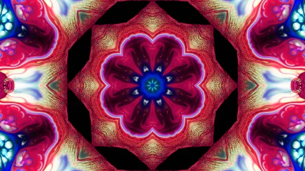 Soyut boya fırça mürekkep patlayabilir formanın düzgün kavramı simetrik desen süs dekoratif Kaleidoscope hareketi geometrik daire ve yıldız şekli