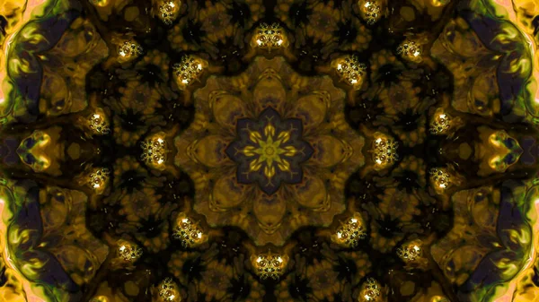 Soyut boya fırça mürekkep patlayabilir formanın düzgün kavramı simetrik desen süs dekoratif Kaleidoscope hareketi geometrik daire ve yıldız şekli