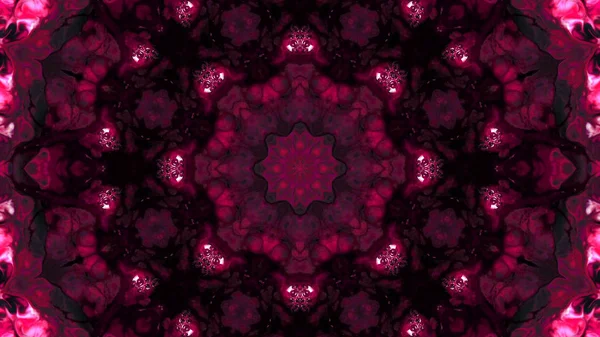 Soyut boya fırça mürekkep patlayabilir formanın düzgün kavramı simetrik desen süs dekoratif Kaleidoscope hareketi geometrik daire ve yıldız şekli