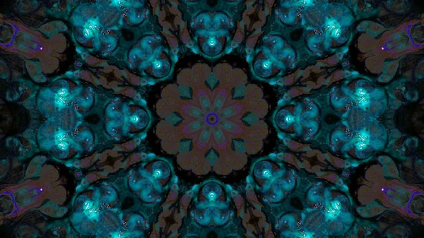 Soyut boya fırça mürekkep patlayabilir formanın düzgün kavramı simetrik desen süs dekoratif Kaleidoscope hareketi geometrik daire ve yıldız şekli