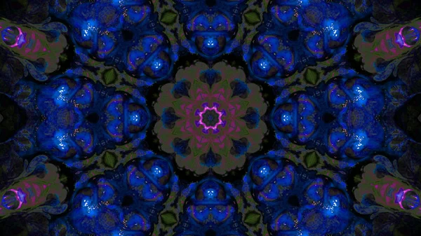 Soyut boya fırça mürekkep patlayabilir formanın düzgün kavramı simetrik desen süs dekoratif Kaleidoscope hareketi geometrik daire ve yıldız şekli