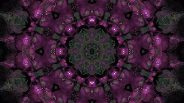 Soyut boya fırça mürekkep patlayabilir formanın düzgün kavramı simetrik desen süs dekoratif Kaleidoscope hareketi geometrik daire ve yıldız şekli