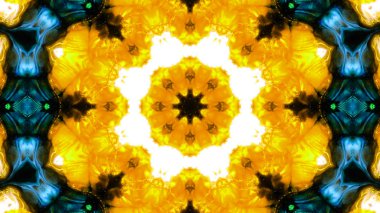 Soyut boya fırça mürekkep patlayabilir formanın düzgün kavramı simetrik desen süs dekoratif Kaleidoscope hareketi geometrik daire ve yıldız şekli