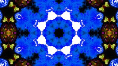 Soyut boya fırça mürekkep patlayabilir formanın düzgün kavramı simetrik desen süs dekoratif Kaleidoscope hareketi geometrik daire ve yıldız şekli