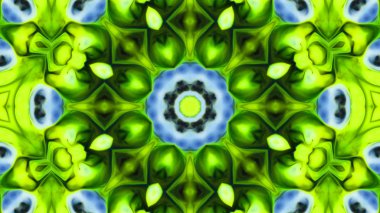 Soyut boya fırça mürekkep patlayabilir formanın düzgün kavramı simetrik desen süs dekoratif Kaleidoscope hareketi geometrik daire ve yıldız şekli