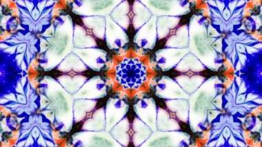 Soyut boya fırça mürekkep patlayabilir formanın düzgün kavramı simetrik desen süs dekoratif Kaleidoscope hareketi geometrik daire ve yıldız şekli