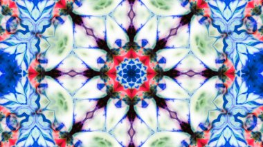 Soyut boya fırça mürekkep patlayabilir formanın düzgün kavramı simetrik desen süs dekoratif Kaleidoscope hareketi geometrik daire ve yıldız şekli