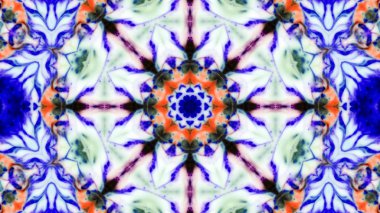 Soyut boya fırça mürekkep patlayabilir formanın düzgün kavramı simetrik desen süs dekoratif Kaleidoscope hareketi geometrik daire ve yıldız şekli