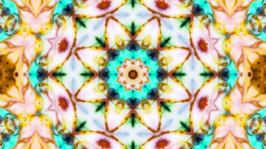 Soyut boya fırça mürekkep patlayabilir formanın düzgün kavramı simetrik desen süs dekoratif Kaleidoscope hareketi geometrik daire ve yıldız şekli