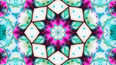 Soyut boya fırça mürekkep patlayabilir formanın düzgün kavramı simetrik desen süs dekoratif Kaleidoscope hareketi geometrik daire ve yıldız şekli