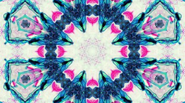 Soyut boya fırça mürekkep patlayabilir formanın düzgün kavramı simetrik desen süs dekoratif Kaleidoscope hareketi geometrik daire ve yıldız şekli