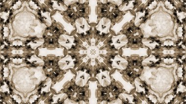 Soyut boya fırça mürekkep patlayabilir formanın düzgün kavramı simetrik desen süs dekoratif Kaleidoscope hareketi geometrik daire ve yıldız şekli