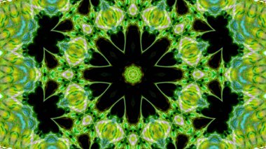 Soyut boya fırça mürekkep patlayabilir formanın düzgün kavramı simetrik desen süs dekoratif Kaleidoscope hareketi geometrik daire ve yıldız şekli